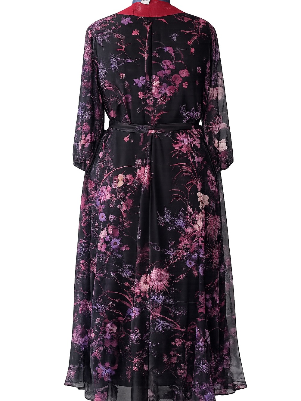 Lane Bryant Black Maxi Dress with Pink & Purple Floral Print